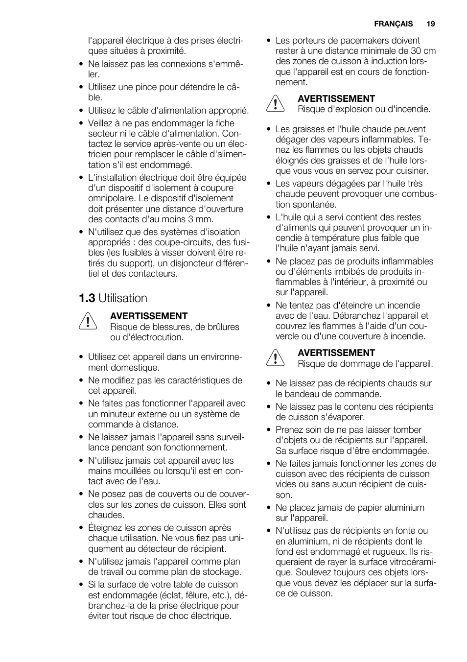 3 utilisation | Electrolux EHI8742FOK User Manual | Page 19 / 68