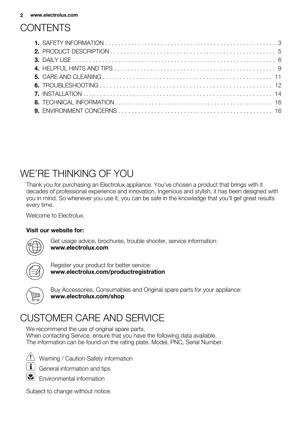 Electrolux EHI8742FOK User Manual | Page 2 / 68