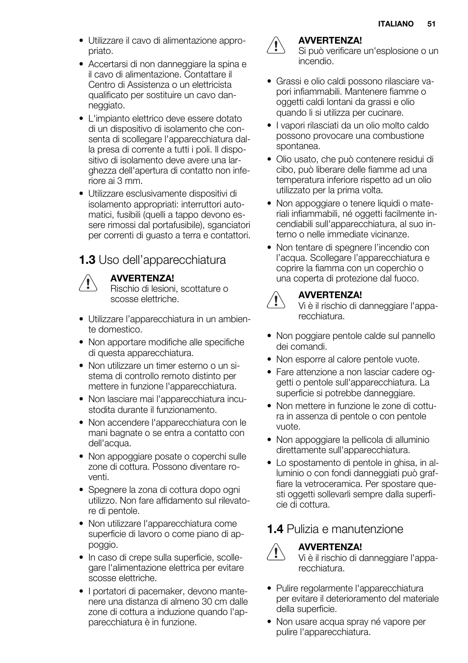 3 uso dell’apparecchiatura, 4 pulizia e manutenzione | Electrolux EHI8742FOK User Manual | Page 51 / 68