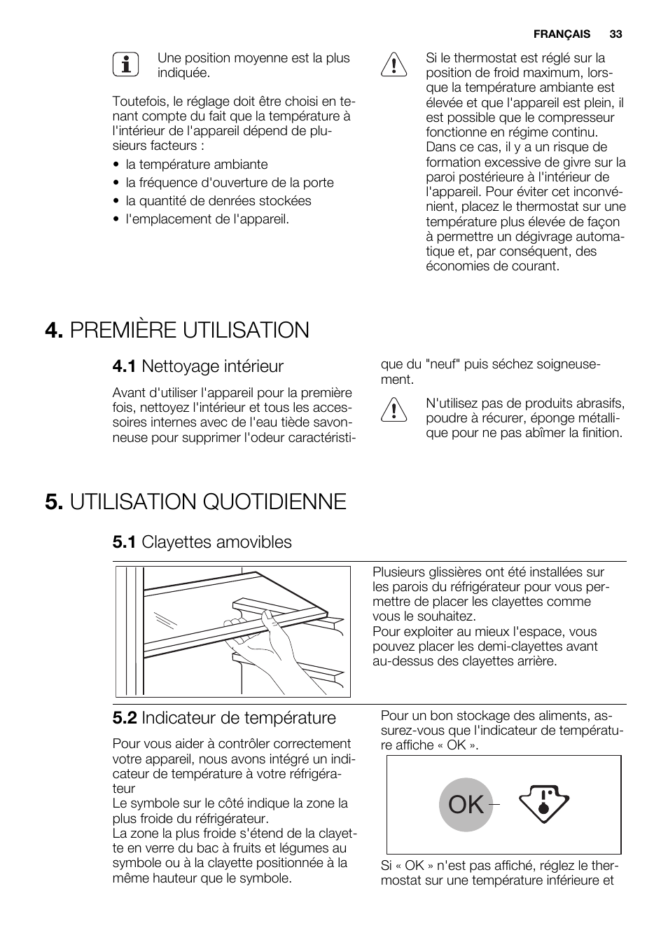 Première utilisation, Utilisation quotidienne | Electrolux ERN1400AEW User Manual | Page 33 / 56