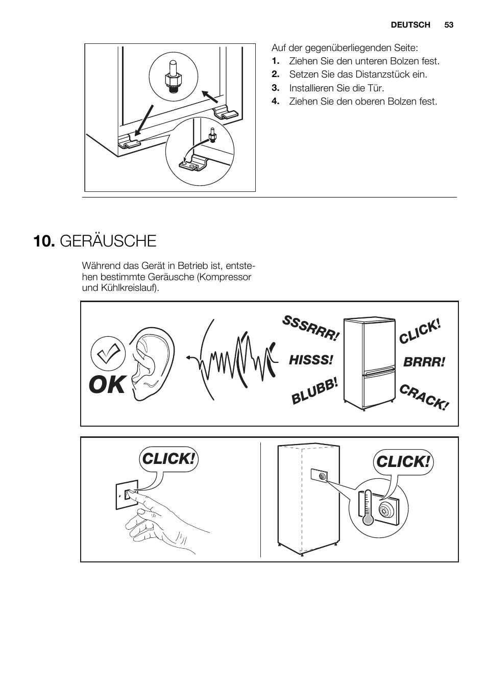 Geräusche, Click | Electrolux ERN1400AEW User Manual | Page 53 / 56