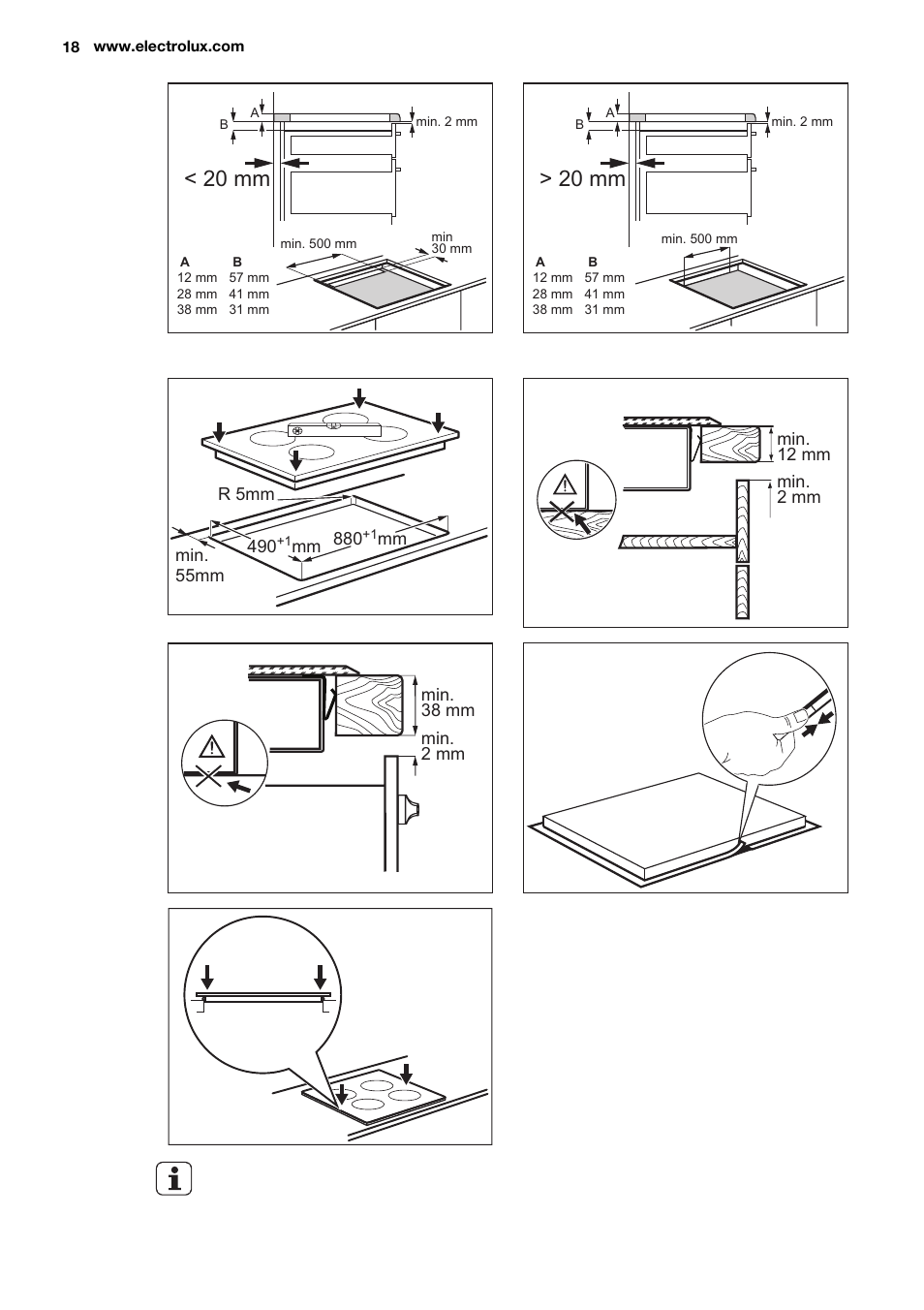 20 mm | Electrolux EHH9967FOG User Manual | Page 18 / 80