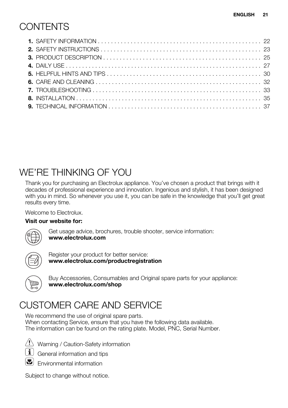 Electrolux EHH9967FOG User Manual | Page 21 / 80