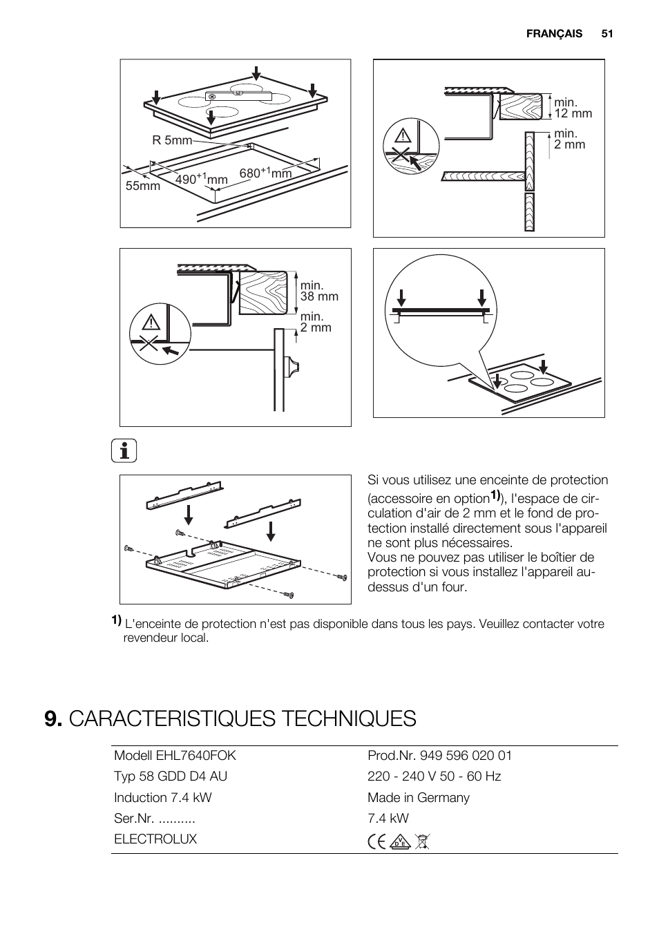 Caracteristiques techniques | Electrolux EHL7640FOK User Manual | Page 51 / 72