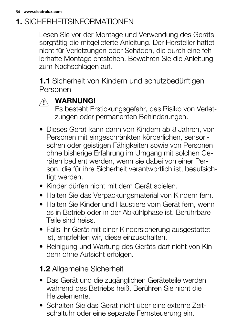 Electrolux EHL7640FOK User Manual | Page 54 / 72