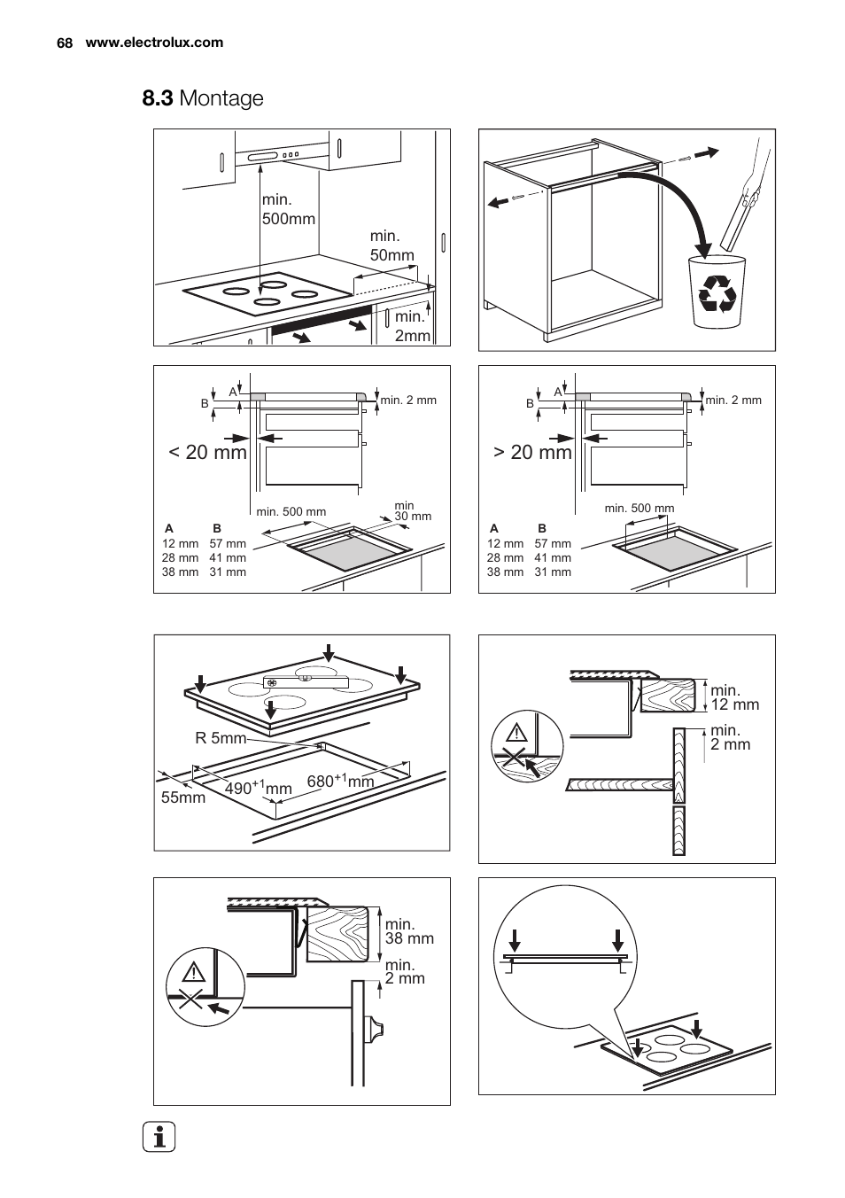 3 montage, 20 mm | Electrolux EHL7640FOK User Manual | Page 68 / 72