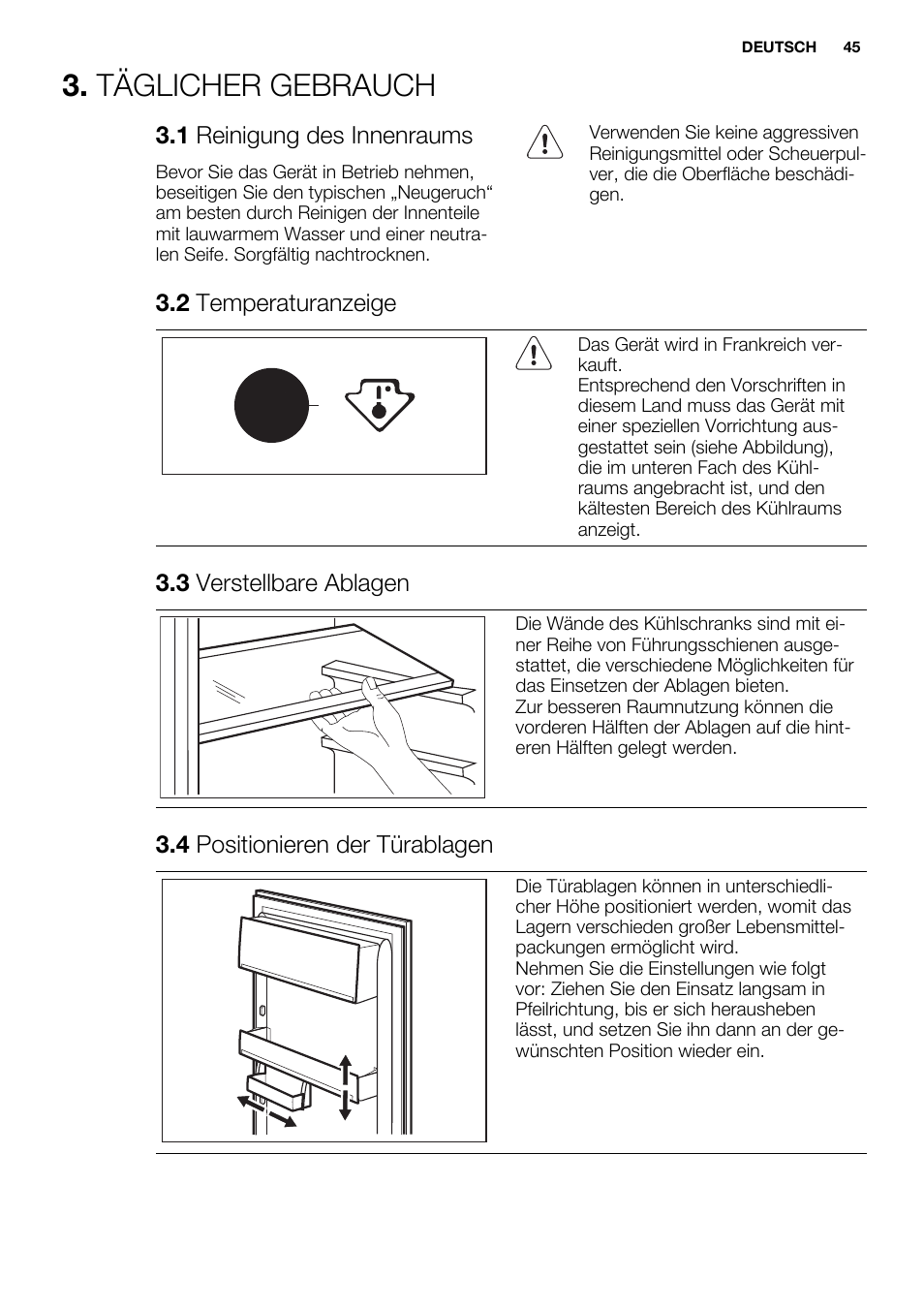 Täglicher gebrauch | Electrolux ERN2314AOW User Manual | Page 45 / 56