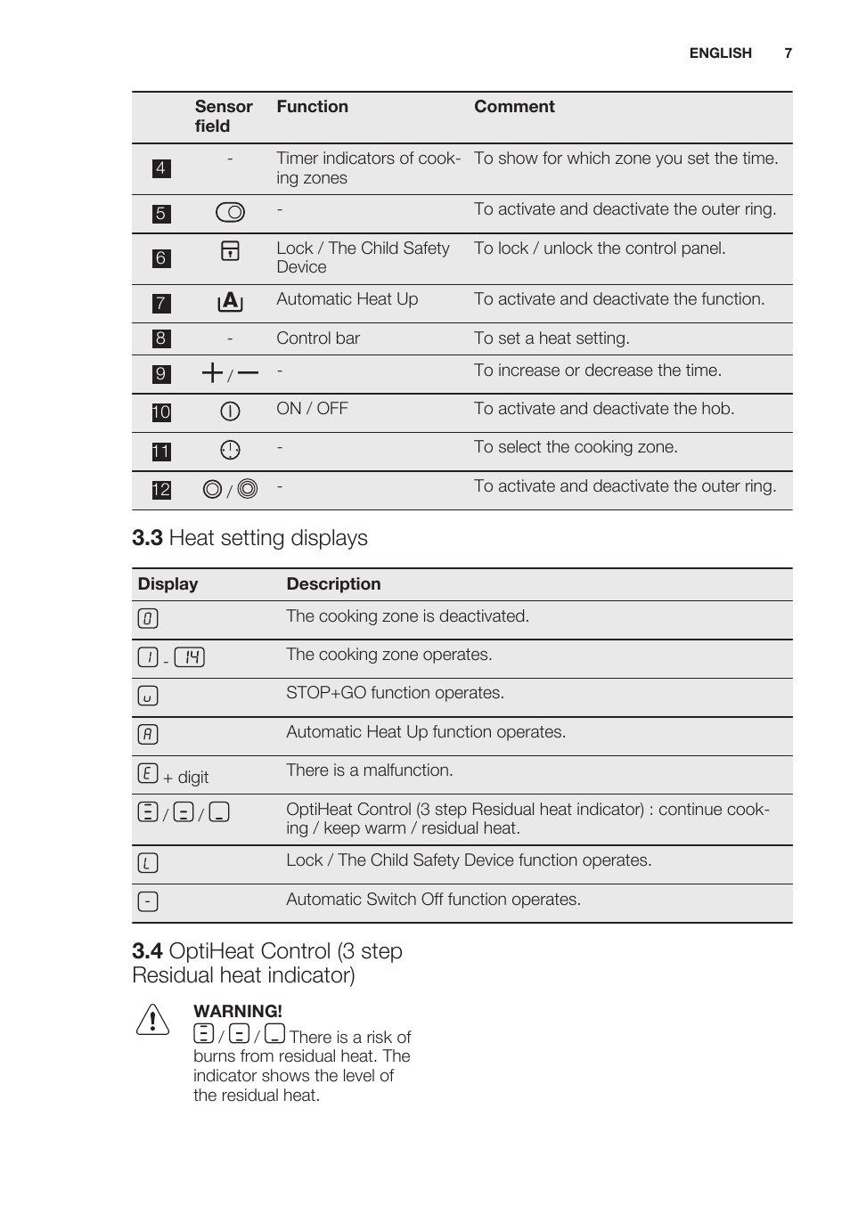 3 heat setting displays, Daily use | Electrolux EHF6747FOK User Manual | Page 7 / 64