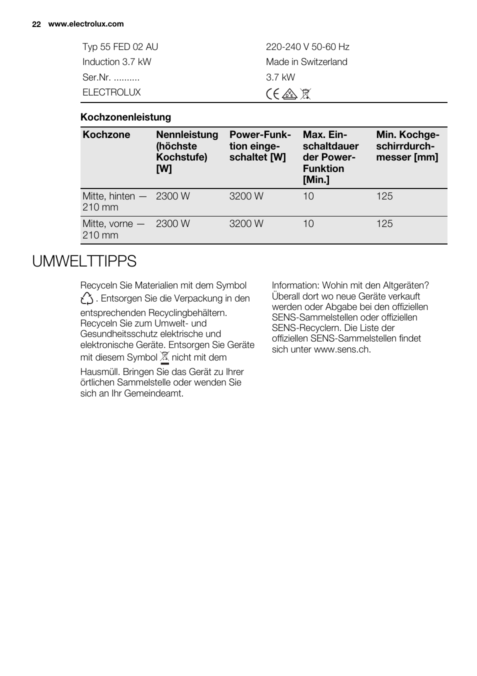 Umwelttipps | Electrolux EQL4520BOG User Manual | Page 22 / 84