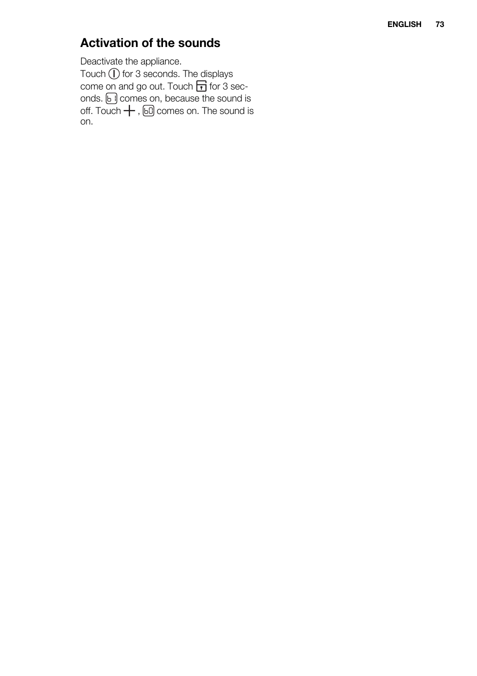 Activation of the sounds | Electrolux EQL4520BOG User Manual | Page 73 / 84