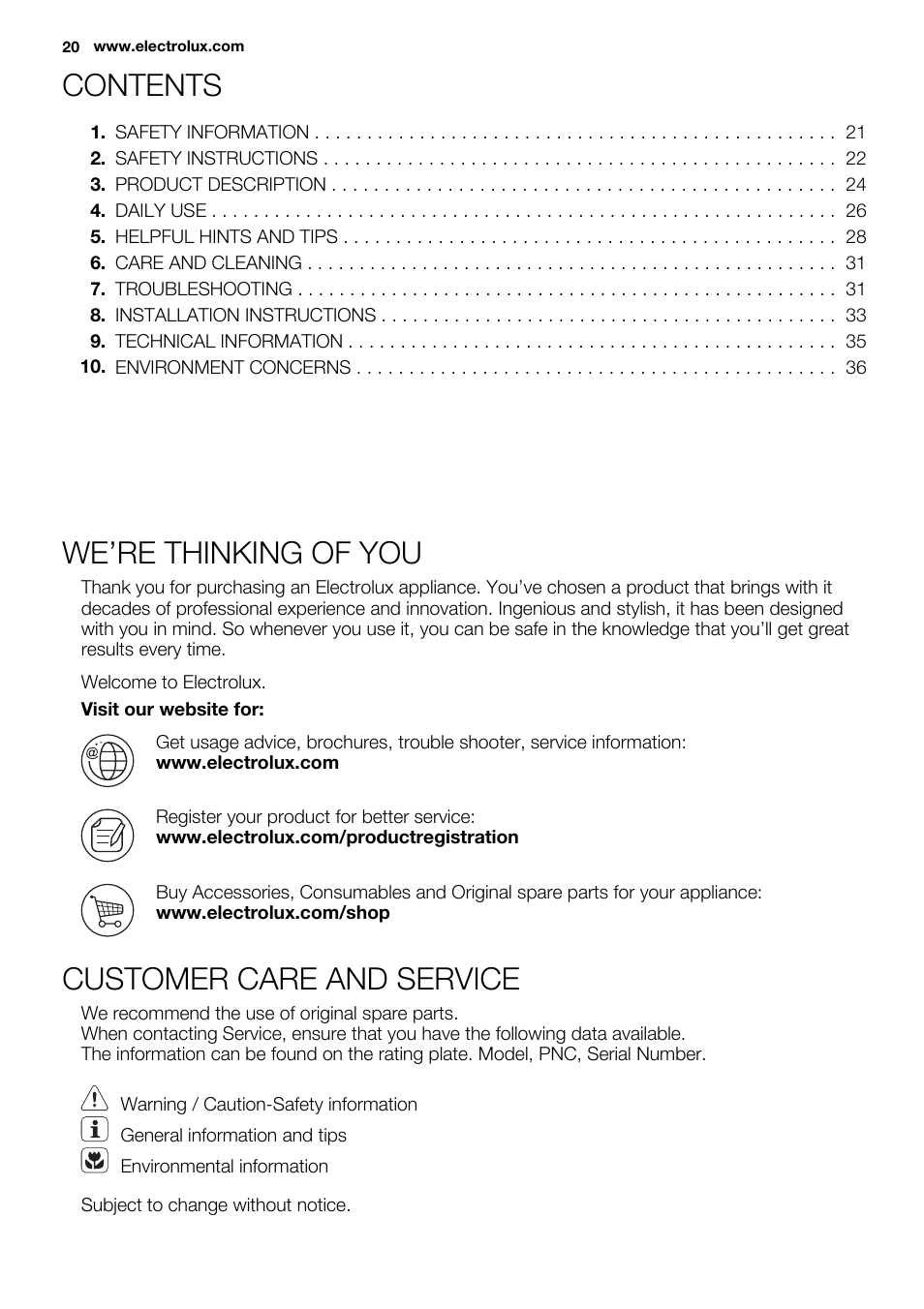 Electrolux EQT4520BOG User Manual | Page 20 / 76