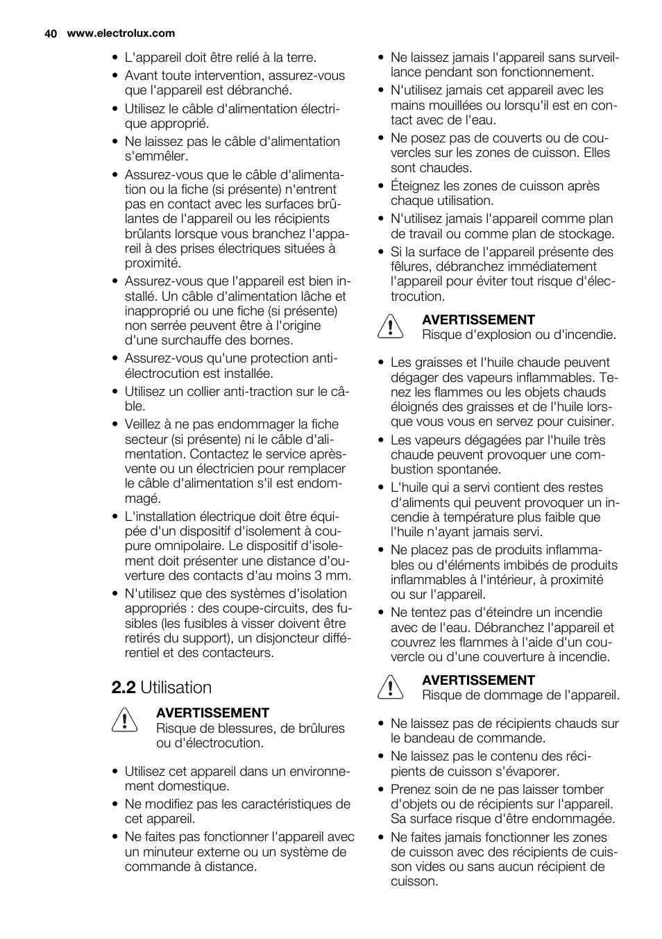 2 utilisation | Electrolux EQT4520BOG User Manual | Page 40 / 76