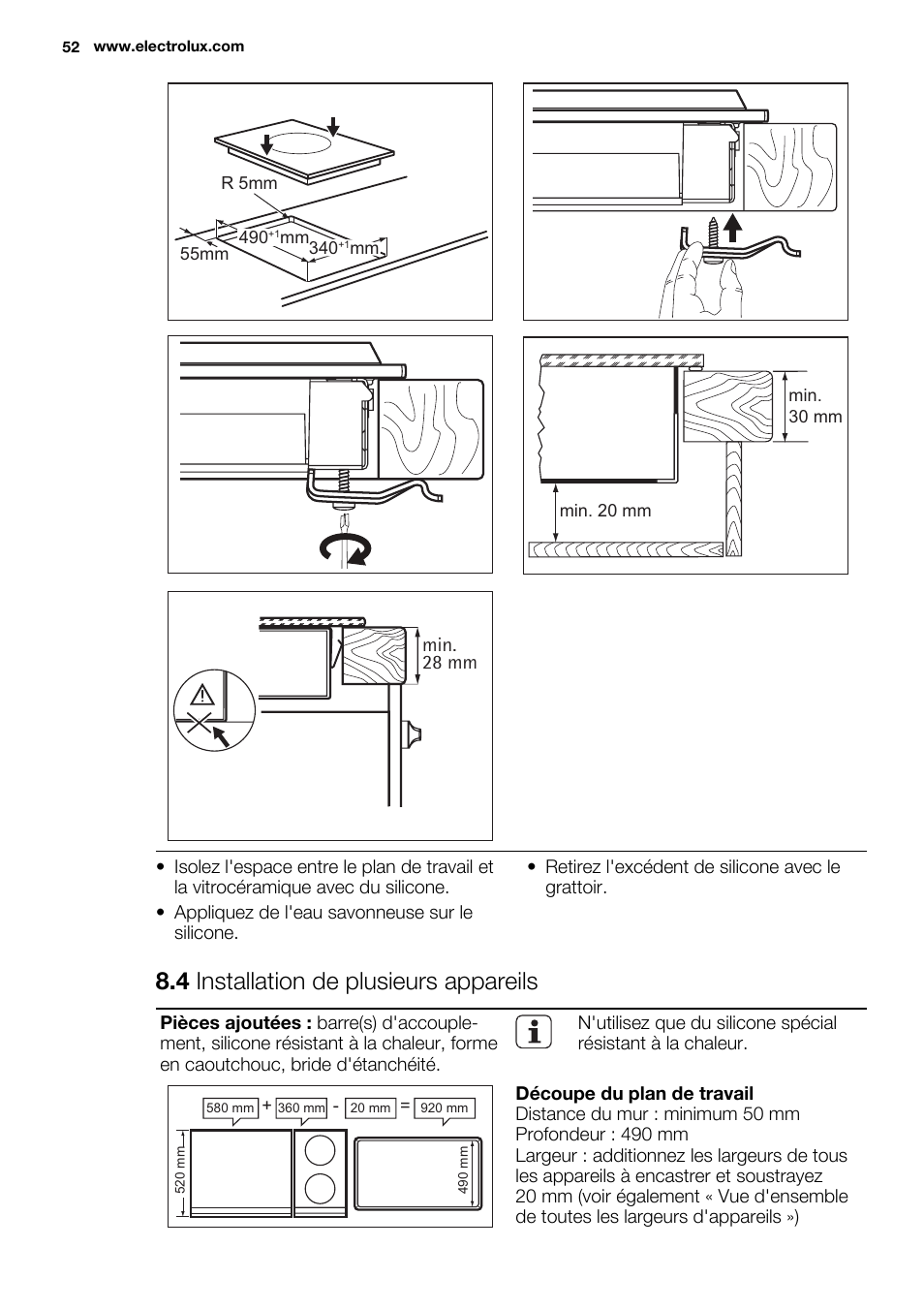 4 installation de plusieurs appareils | Electrolux EQT4520BOG User Manual | Page 52 / 76
