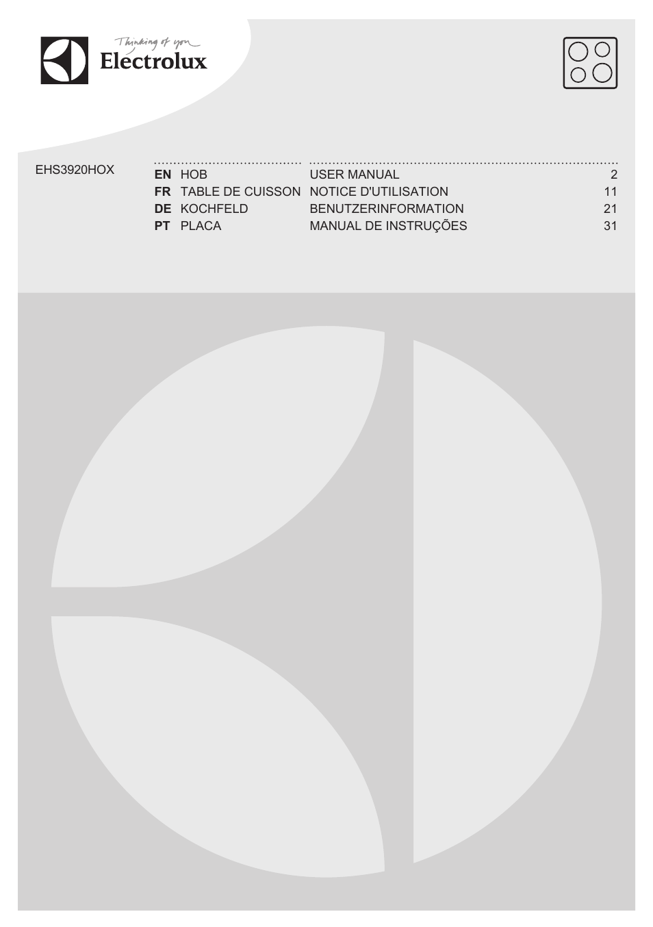 Electrolux EHS3920HOX User Manual | 44 pages