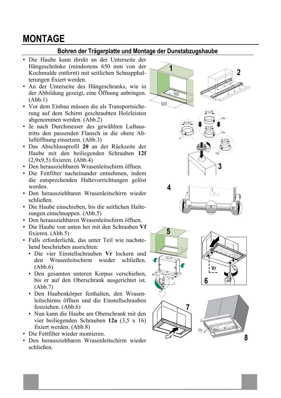 Montage, De 1 18 | Electrolux EFP60241X User Manual | Page 18 / 48