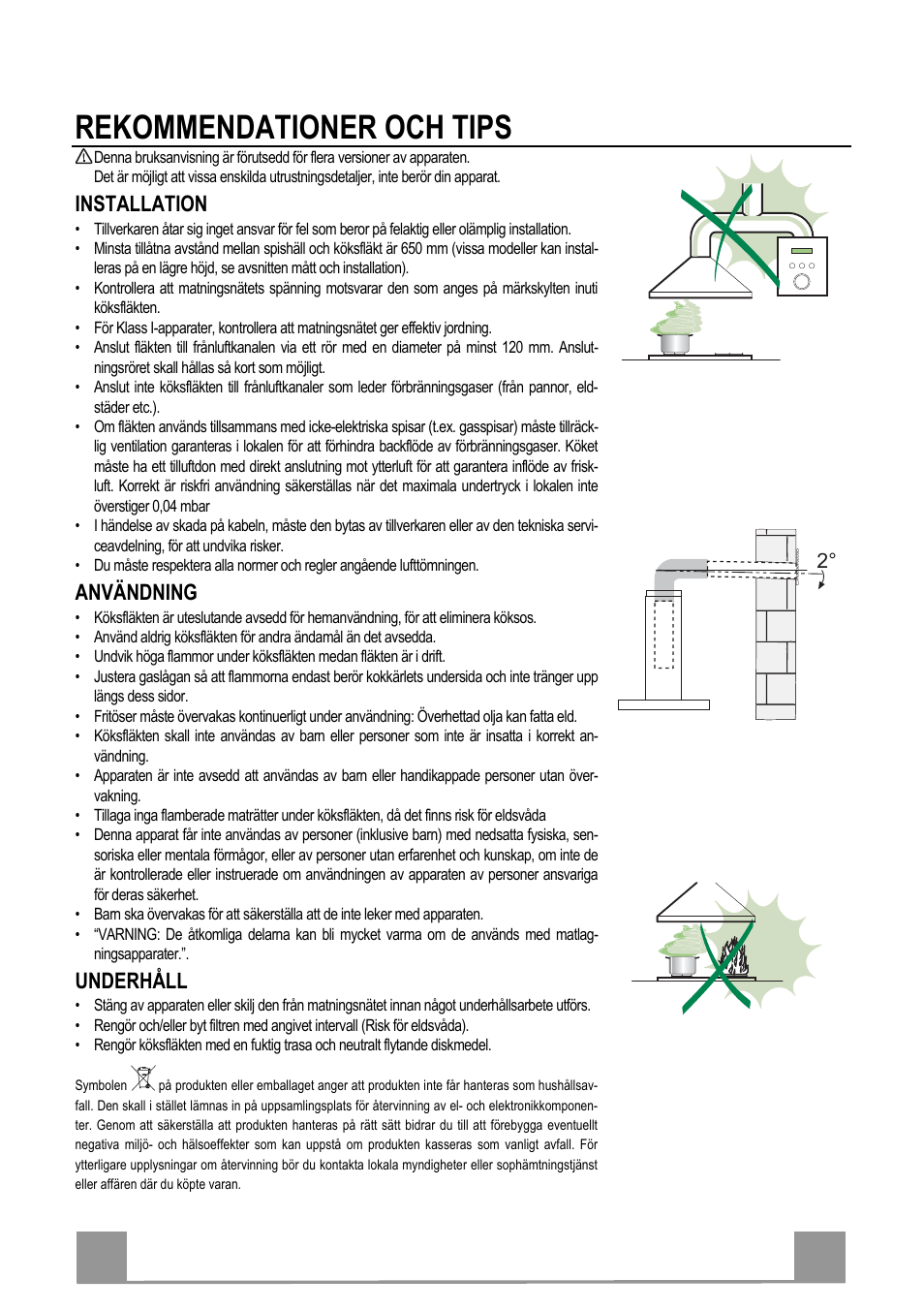 Rekommendationer och tips, Se 3 34, Installation | Användning, Underhåll | Electrolux EFP60241X User Manual | Page 34 / 48