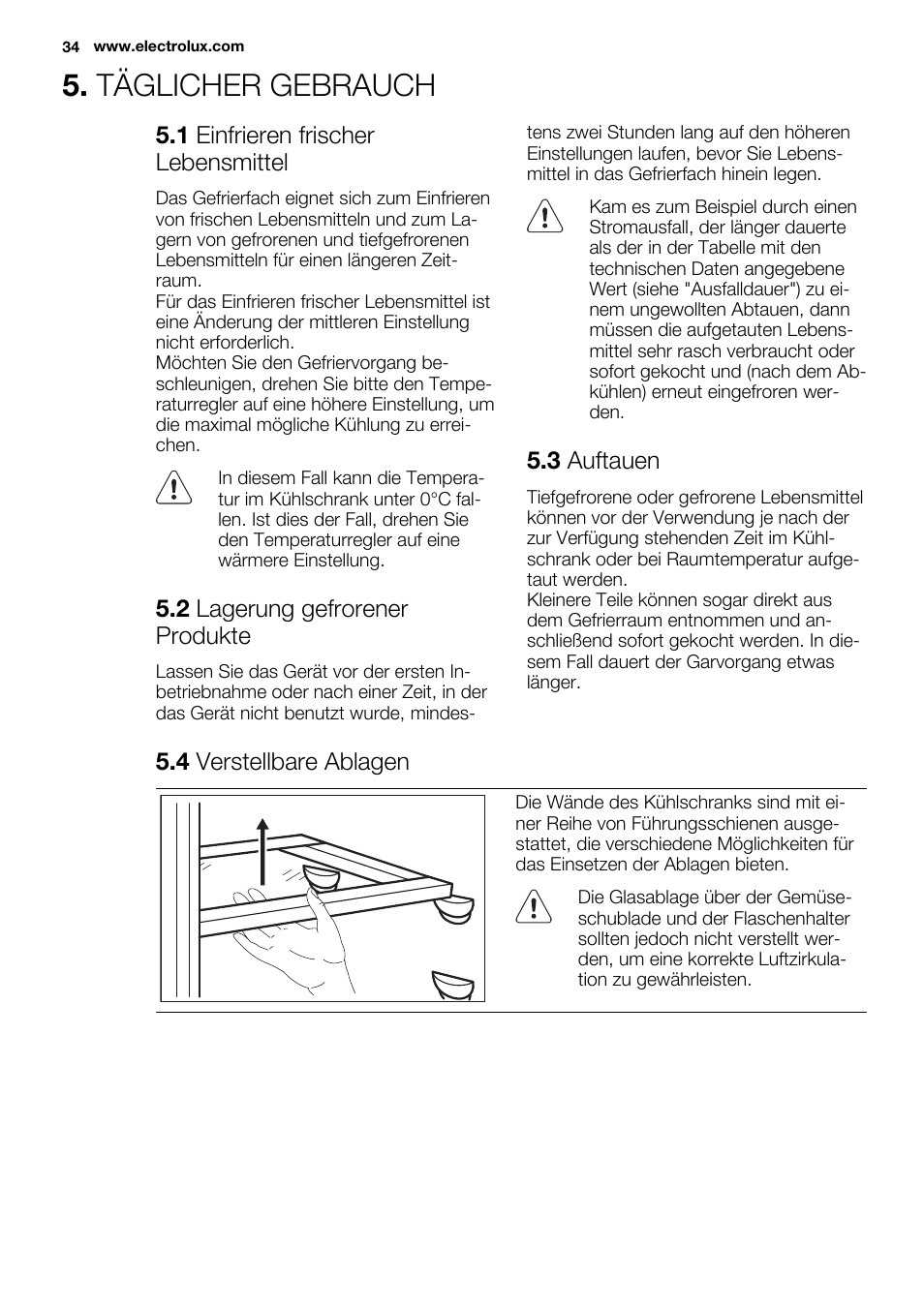 Täglicher gebrauch | Electrolux ERG1401FOW User Manual | Page 34 / 44