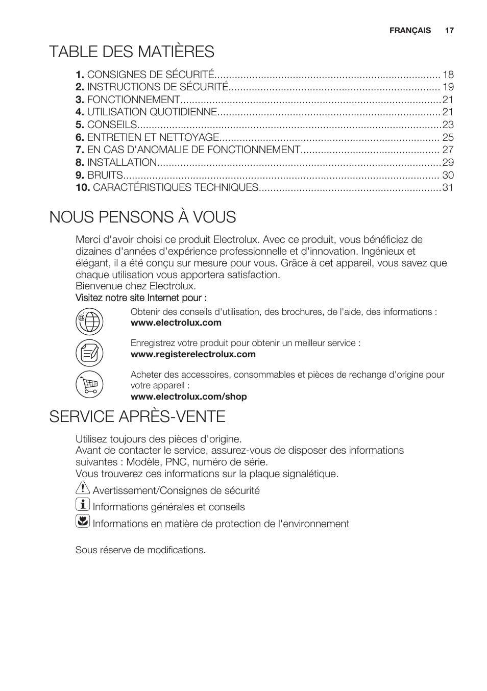 Electrolux ERN2201FOW User Manual | Page 17 / 68