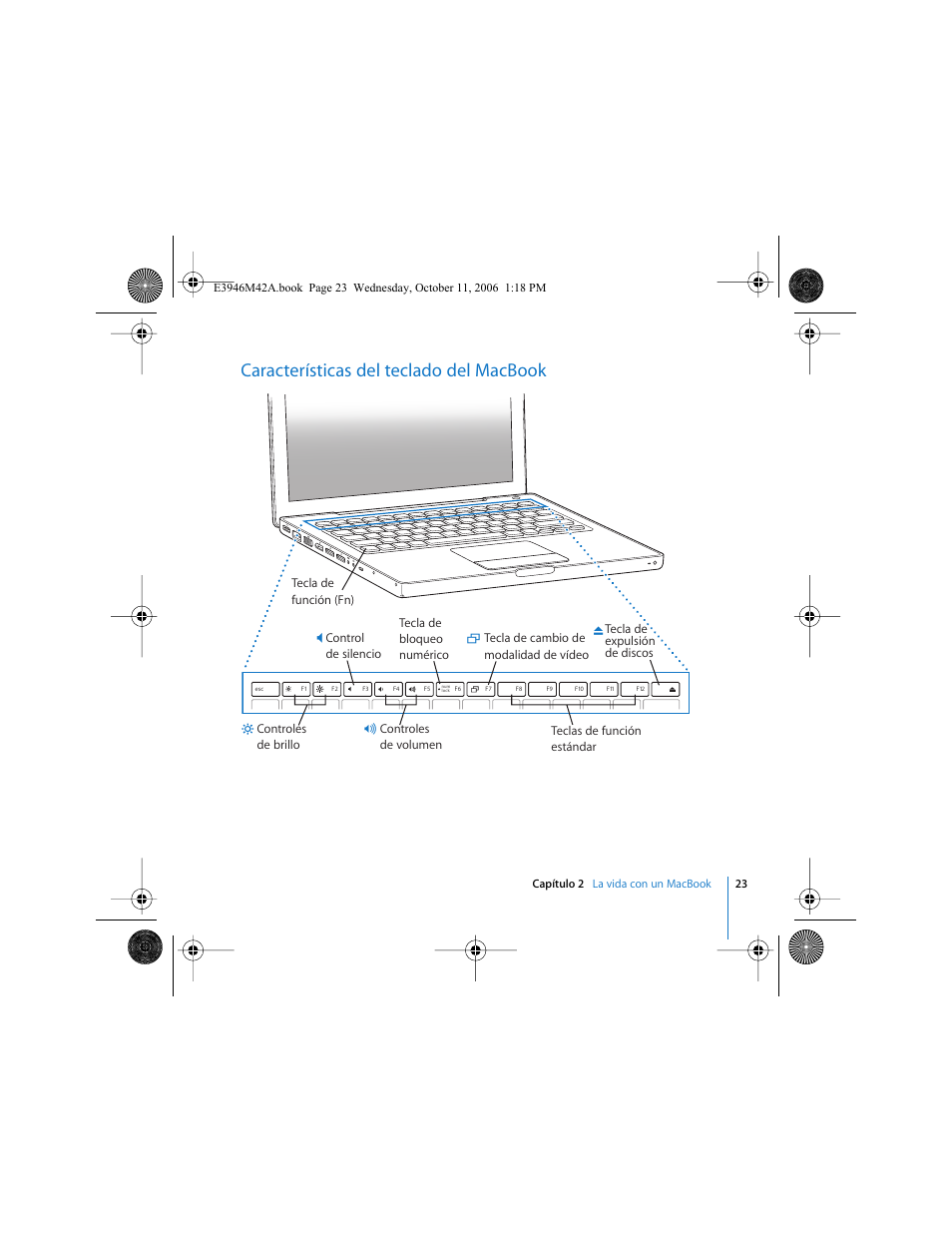 Características del teclado del macbook | Apple MacBook (13 pulgadas, finales de 2006) User Manual | Page 23 / 76