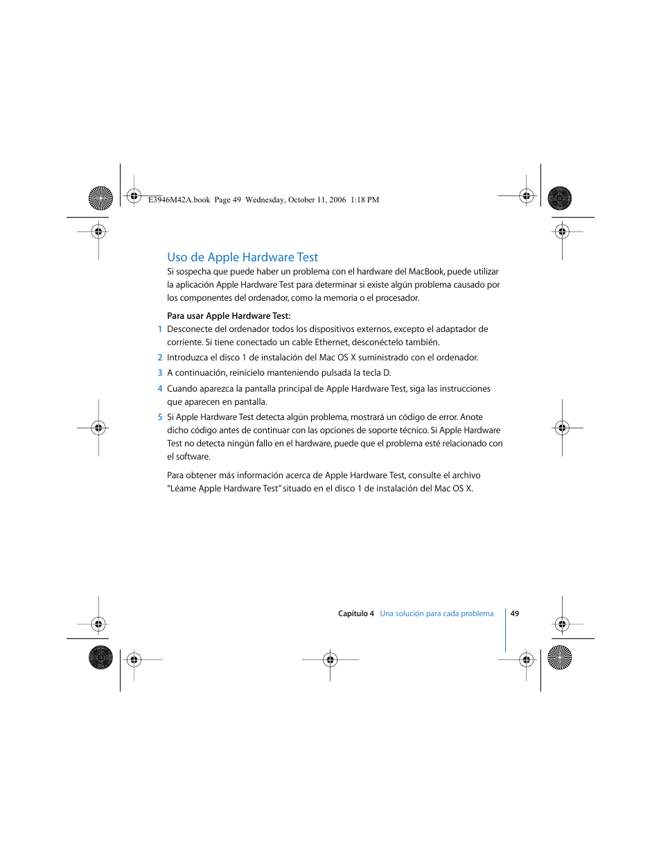 Uso de apple hardware test | Apple MacBook (13 pulgadas, finales de 2006) User Manual | Page 49 / 76