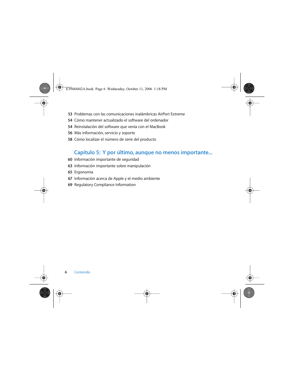Apple MacBook (13 pulgadas, finales de 2006) User Manual | Page 6 / 76