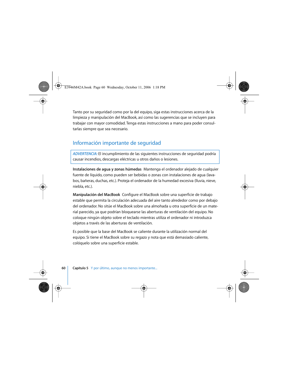 Información importante de seguridad | Apple MacBook (13 pulgadas, finales de 2006) User Manual | Page 60 / 76