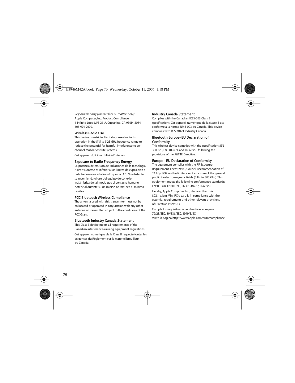 Apple MacBook (13 pulgadas, finales de 2006) User Manual | Page 70 / 76