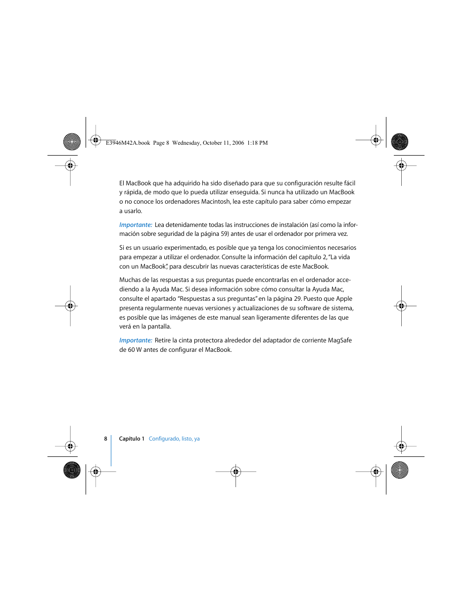 Apple MacBook (13 pulgadas, finales de 2006) User Manual | Page 8 / 76