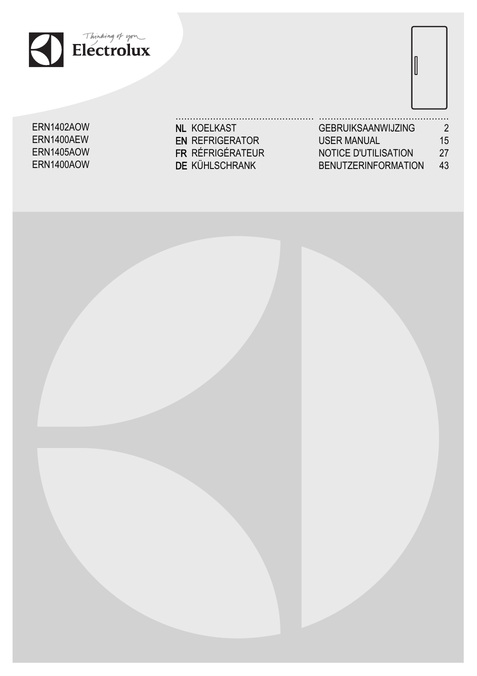 Electrolux ERN1400AEW User Manual | 60 pages