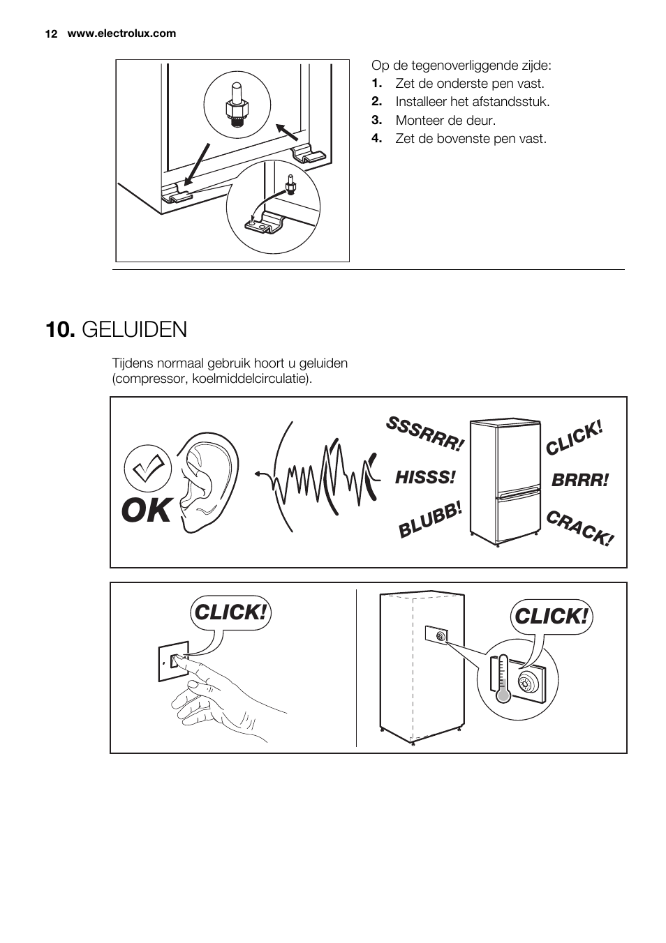 Geluiden, Click | Electrolux ERN1400AEW User Manual | Page 12 / 60