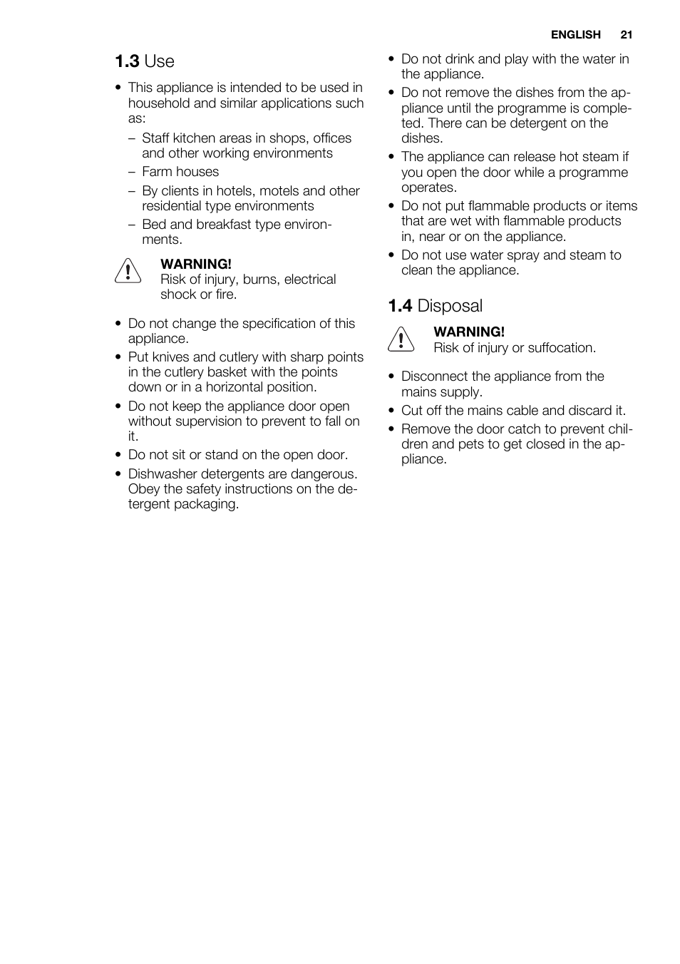 3 use, 4 disposal | Electrolux ESL4560RA User Manual | Page 21 / 72