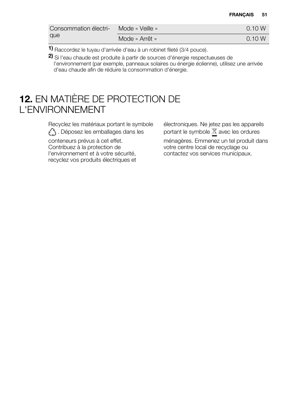 En matière de protection de l'environnement | Electrolux ESL4560RA User Manual | Page 51 / 72