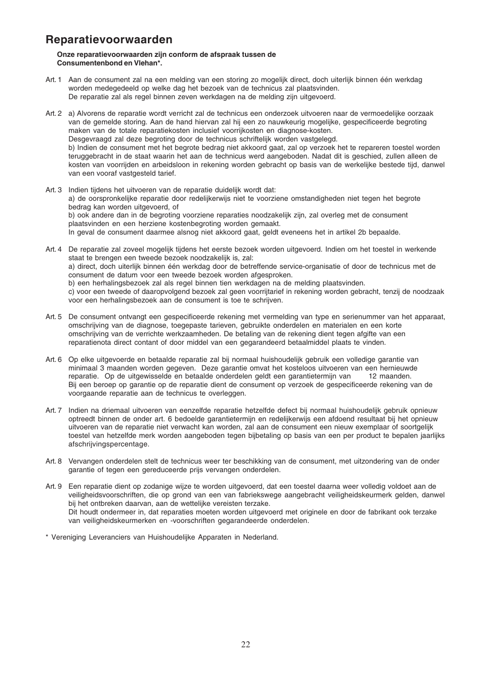 Reparatievoorwaarden | Electrolux EFP6460X User Manual | Page 22 / 80