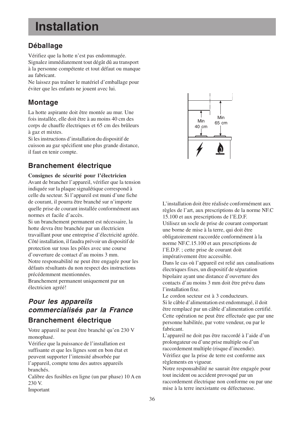 Installation | Electrolux EFP6460X User Manual | Page 36 / 80