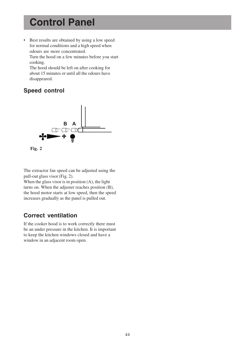 Control panel | Electrolux EFP6460X User Manual | Page 44 / 80