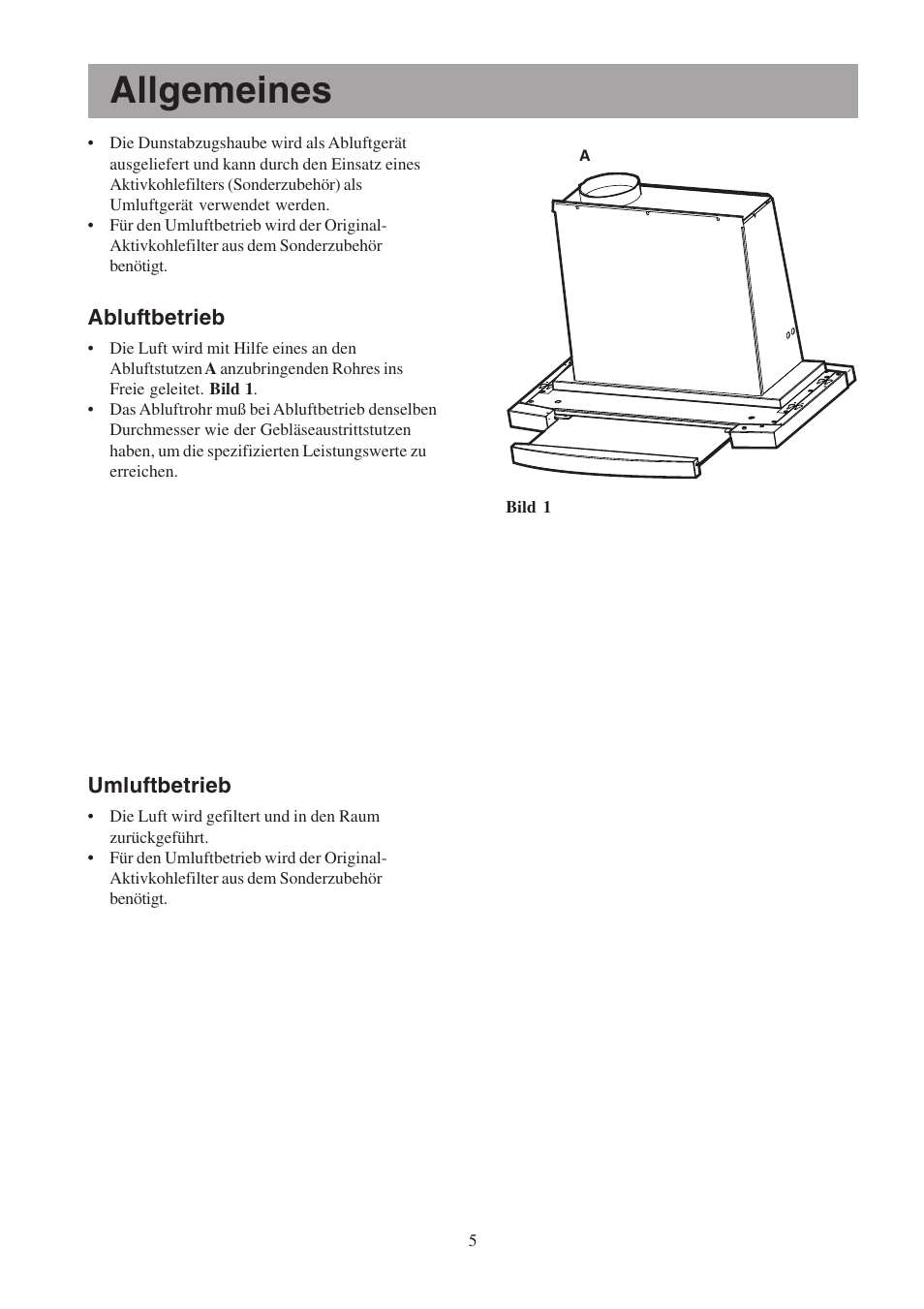 Allgemeines, Abluftbetrieb, Umluftbetrieb | Electrolux EFP6460X User Manual | Page 5 / 80