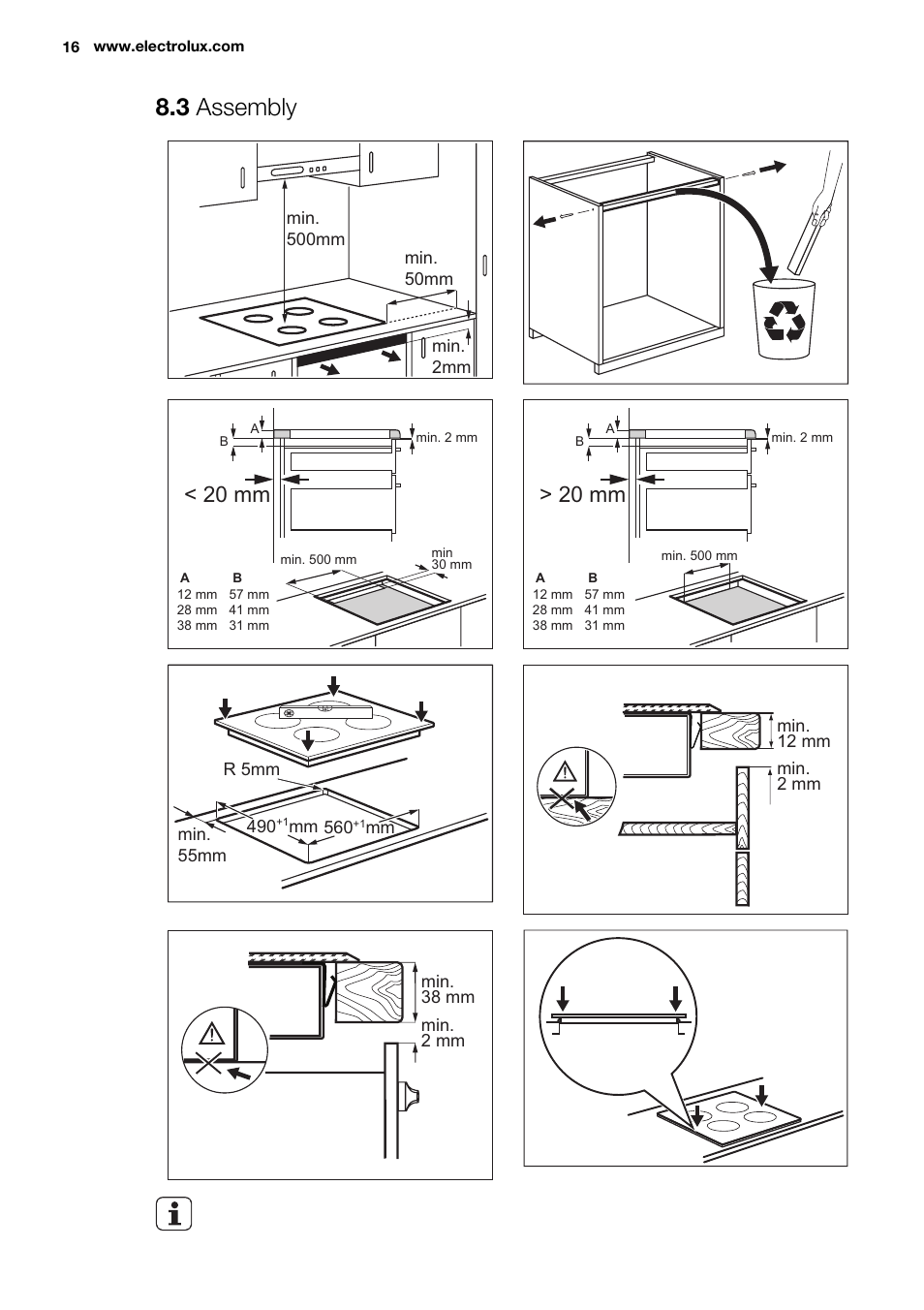 3 assembly, 20 mm | Electrolux EHI6740FOK User Manual | Page 16 / 72