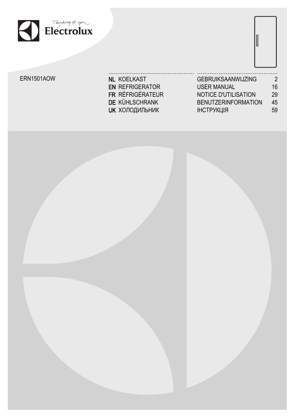 Electrolux ERN1501AOW User Manual | 72 pages