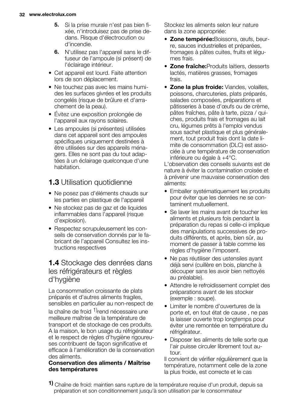 3 utilisation quotidienne | Electrolux ERN1501AOW User Manual | Page 32 / 72