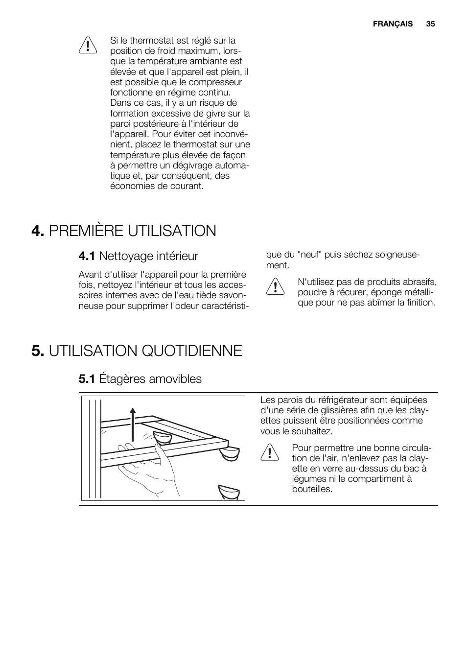 Première utilisation, Utilisation quotidienne | Electrolux ERN1501AOW User Manual | Page 35 / 72