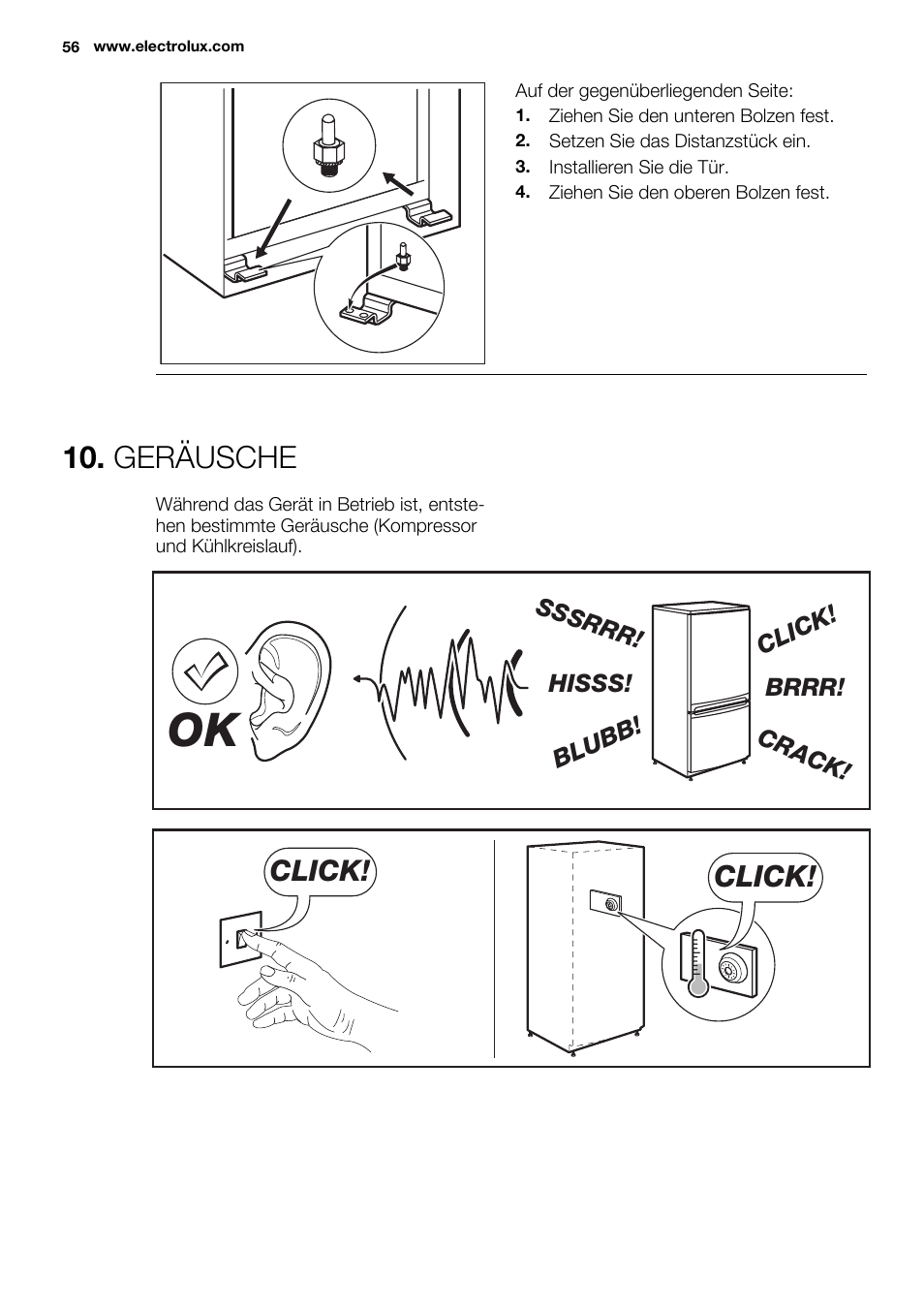 Geräusche, Click | Electrolux ERN1501AOW User Manual | Page 56 / 72