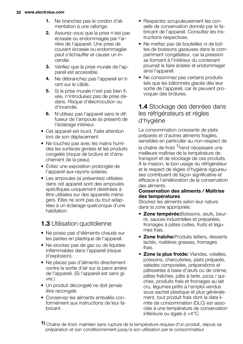 3 utilisation quotidienne | Electrolux ERN1300FEW User Manual | Page 32 / 64