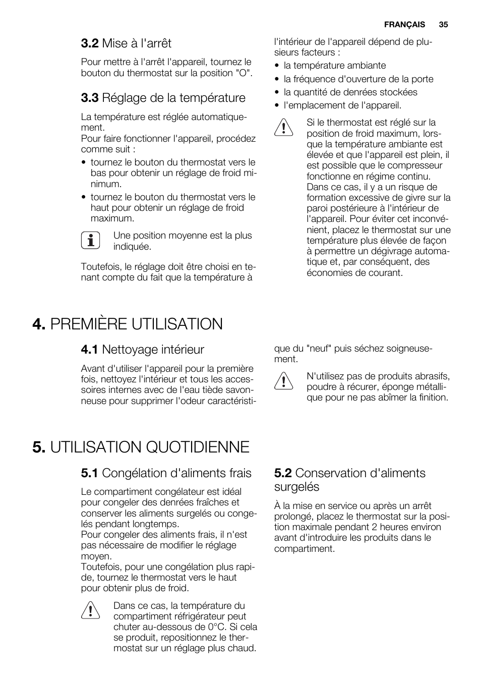 Première utilisation, Utilisation quotidienne | Electrolux ERN1300FEW User Manual | Page 35 / 64