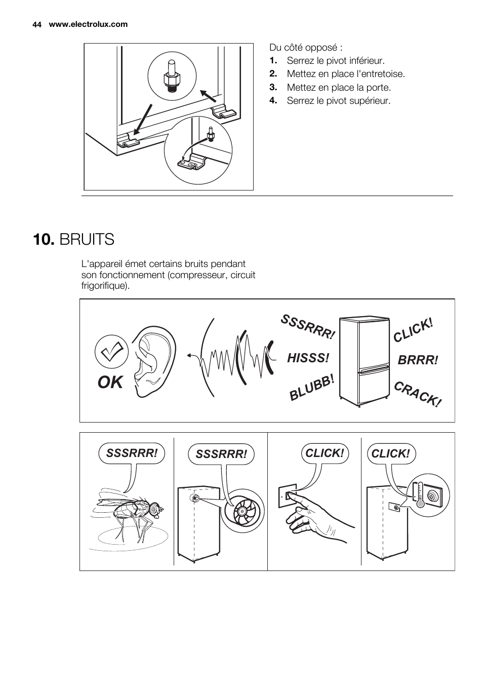 Bruits | Electrolux ERN1300FEW User Manual | Page 44 / 64
