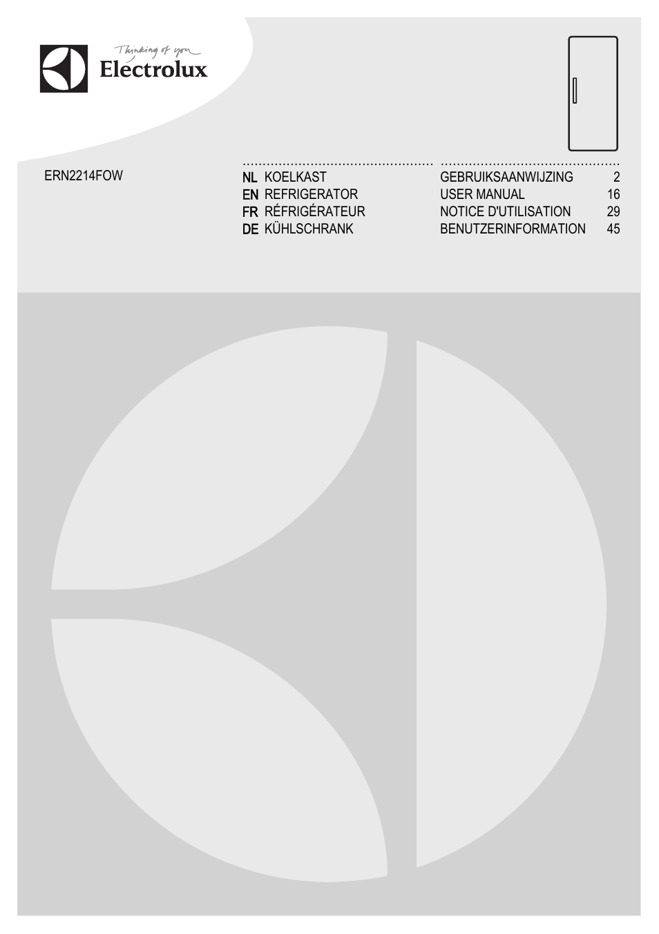 Electrolux ERN2214FOW User Manual | 60 pages