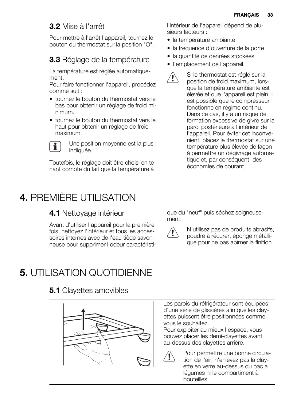 Première utilisation, Utilisation quotidienne | Electrolux ERN1504AOW User Manual | Page 33 / 60