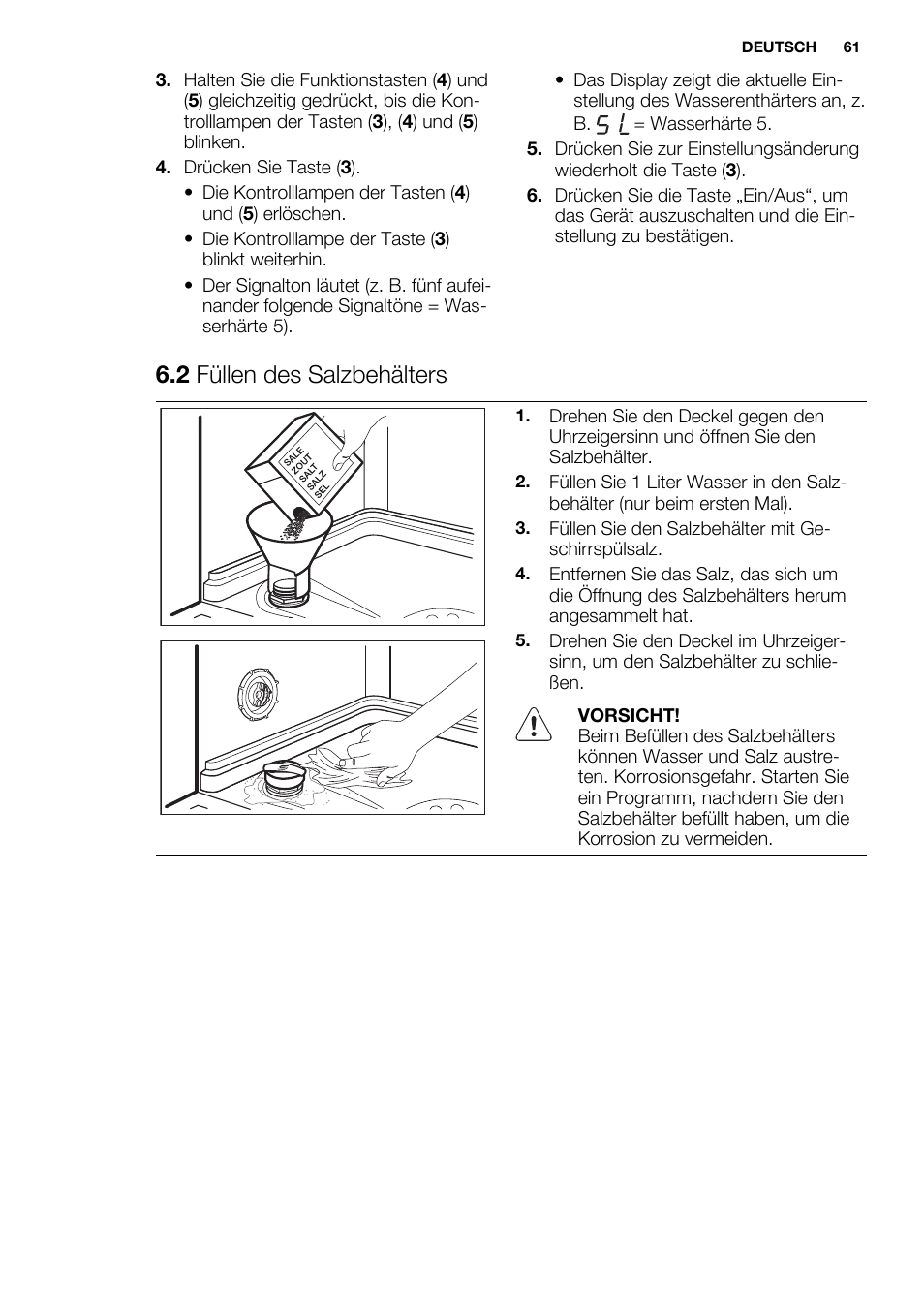 2 füllen des salzbehälters | Electrolux ESL6391RA User Manual | Page 61 / 72