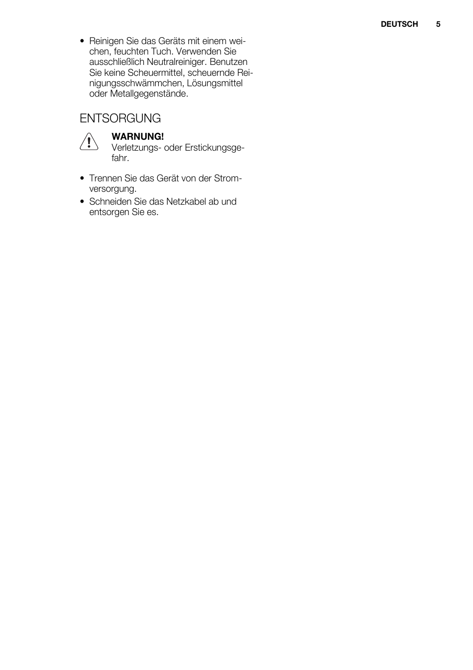 Entsorgung | Electrolux EHF6747FOK User Manual | Page 5 / 72