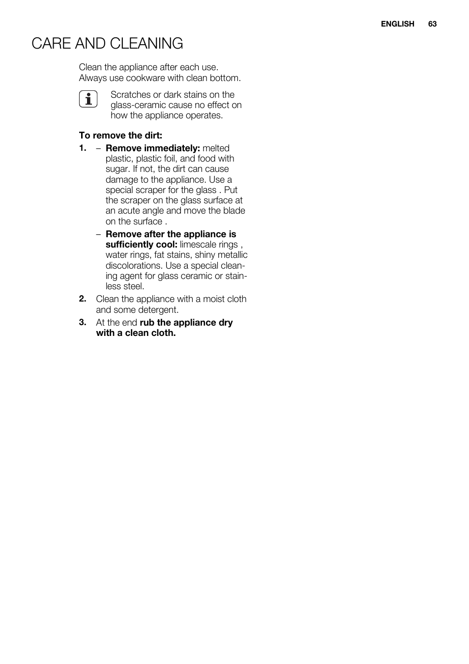 Care and cleaning | Electrolux EHF6747FOK User Manual | Page 63 / 72