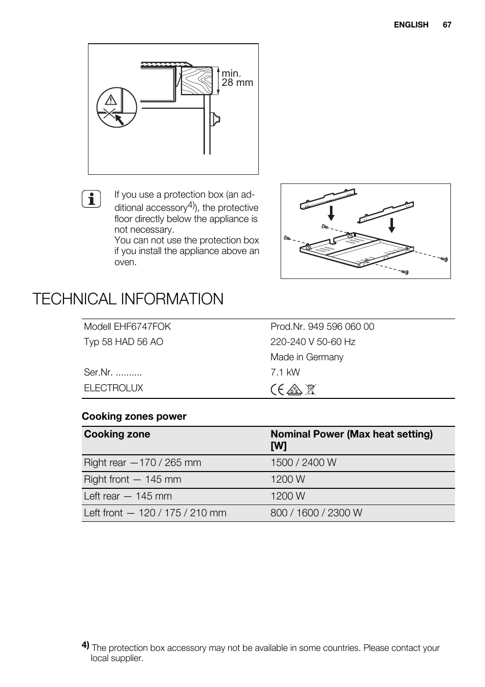 Technical information | Electrolux EHF6747FOK User Manual | Page 67 / 72